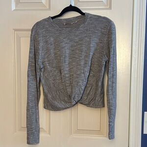 Athleta Heather Gray Twist Front Long Sleeve Top